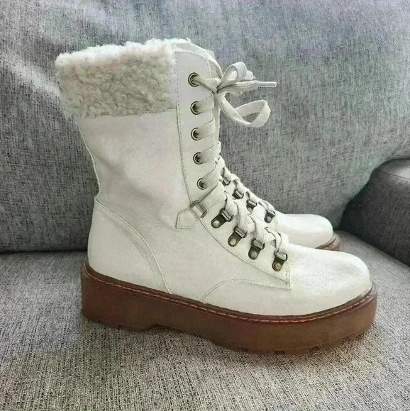 Circus By Sam Edelman Womens Sanders 2 Lace Up Boots Sz 11 Ivory - Picture 2 of 12